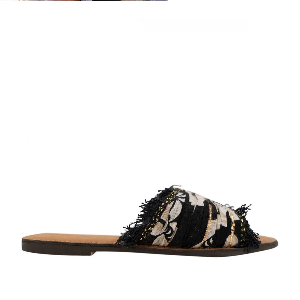 BOHEMIAN FLAIR INESSA BAROQUE BLACK PRINT SLIPPER - SIZE 39/8.5 - BNWT